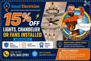 15% Off Lights, Chandelier, or Fans Installed